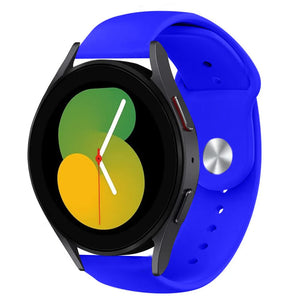 Silicone Sport Strap, blue, on a watch, 3/4 front view