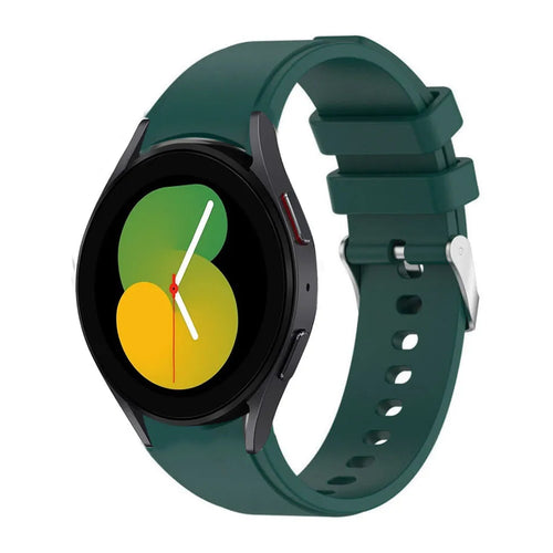 Silicone Strap 'Perfect Fit', dark green, on a watch, 3/4 front view