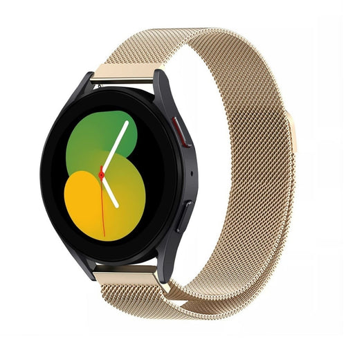 Milanese Strap, champagne, on a watch, 3/4 front view