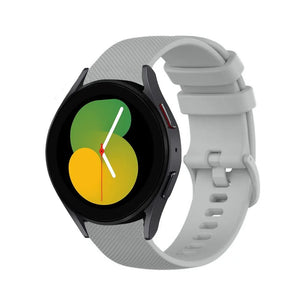 Premium Silicone Strap, grey, on a watch, 3/4 front view