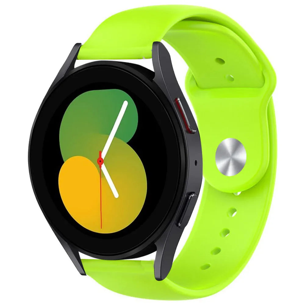 Silicone Sport Strap, light green, on a watch, 3/4 front view