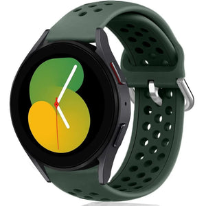 Breathable Silicone Strap, army green, on a watch, 3/4 front view