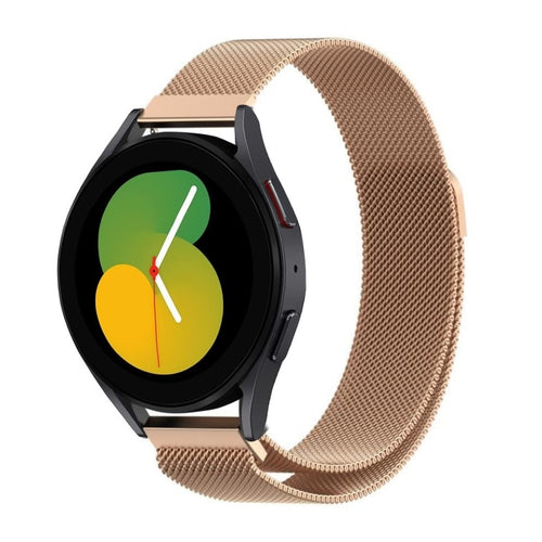 Milanese Strap, rose gold, on a watch, 3/4 front view