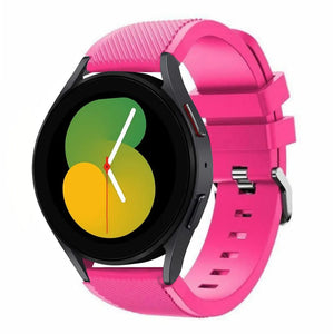 Twill Silicone Strap, bright pink, on a watch, 3/4 front view