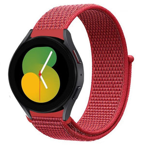 Nylon Strap, red, on a watch, 3/4 front view