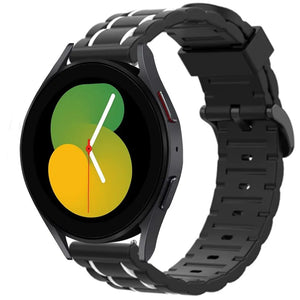 Silicone Strap 'Tough', black/white, on a watch, 3/4 front view