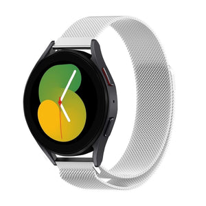 Milanese Strap, silver, on a watch, 3/4 front view