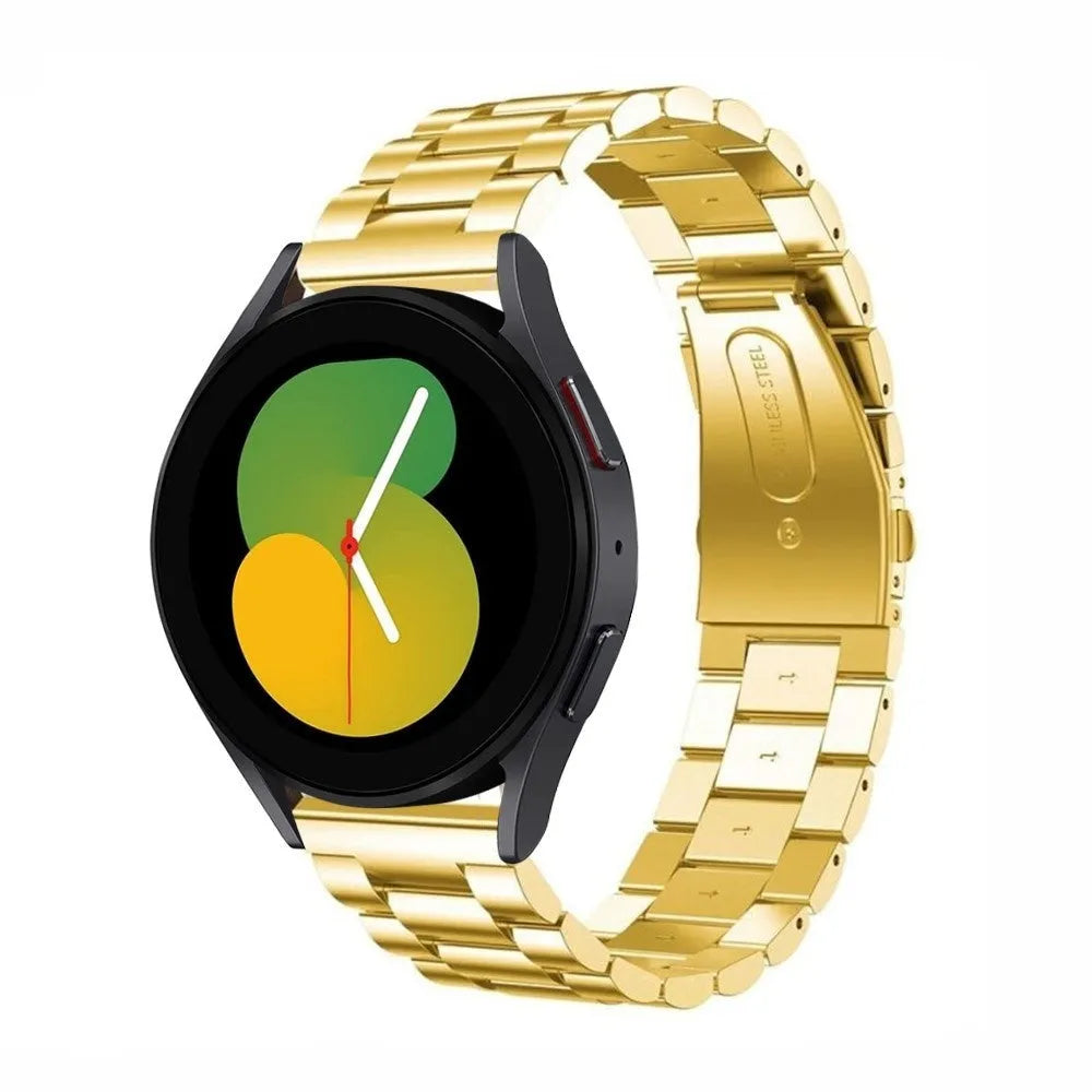 Steel Strap, gold, on a watch, 3/4 front view