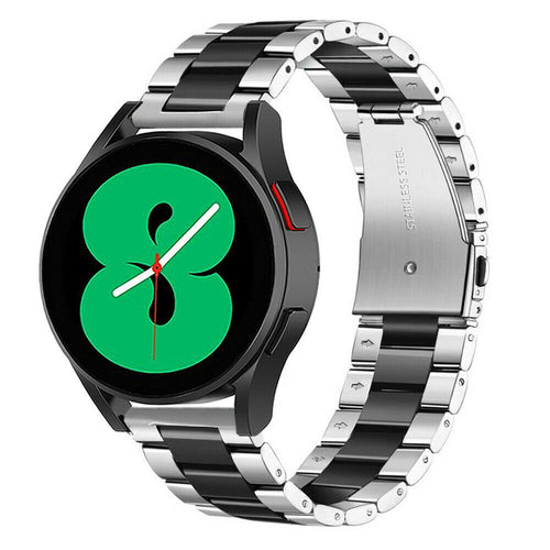 Steel Strap, silver/black, on a watch, 3/4 front view