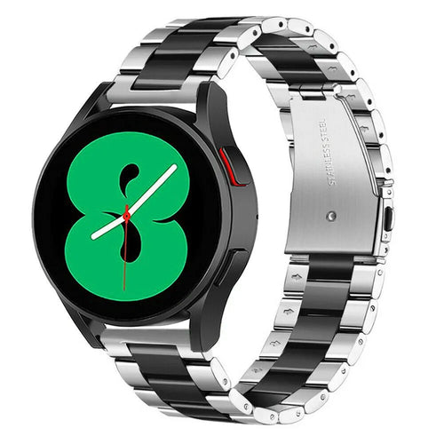 Steel Strap, silver/black, on a watch, 3/4 front view
