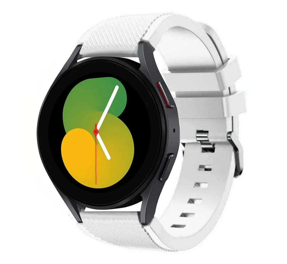 Twill Silicone Strap, white, on a watch, 3/4 front view