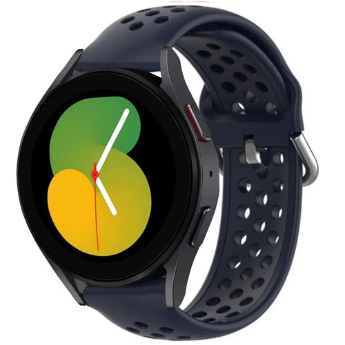Breathable Silicone Strap, dark blue, on a watch, 3/4 front view