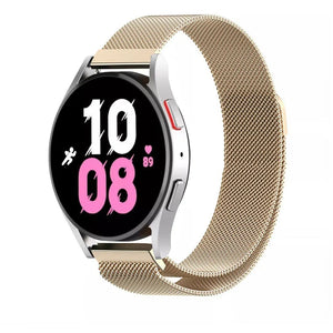Milanese Strap, champagne, on a watch, 3/4 front view