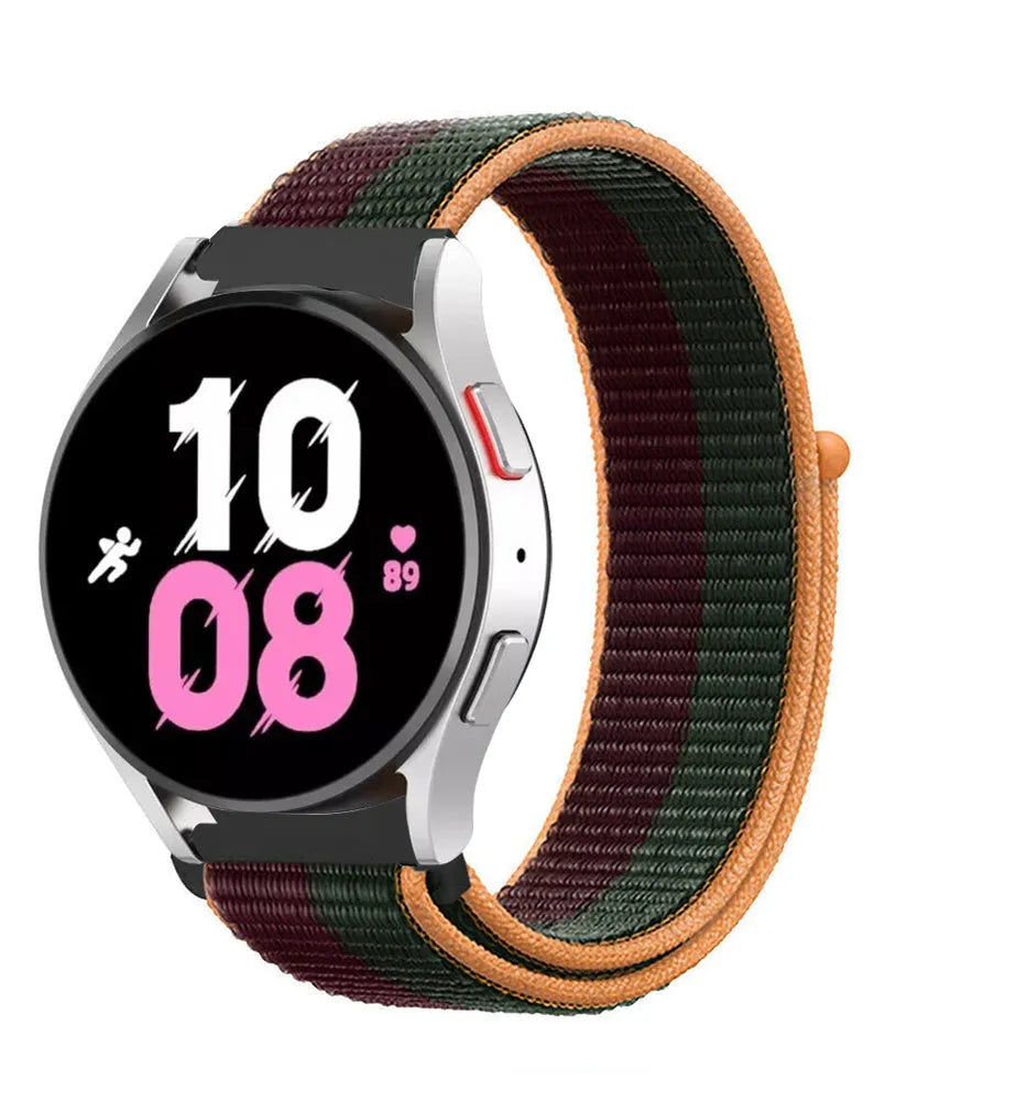 Nylon Strap, dark cherry, on a watch, 3/4 front view