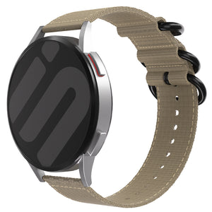 Nylon Buckle Strap, khaki, on a watch, 3/4 front view