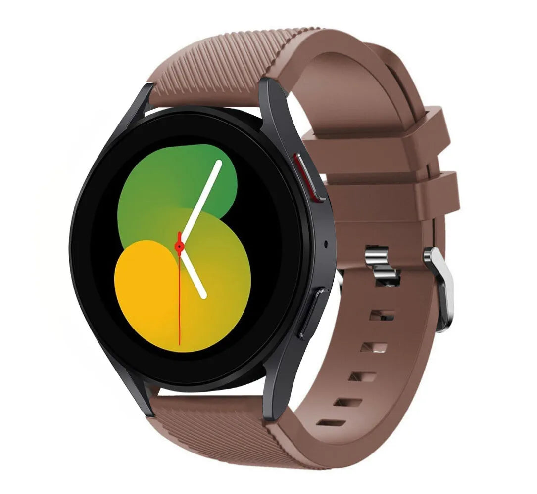 Twill Silicone Strap, brown, on a watch, 3/4 front view