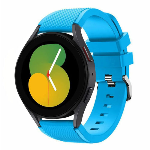 Twill Silicone Strap, light blue, on a watch, 3/4 front view