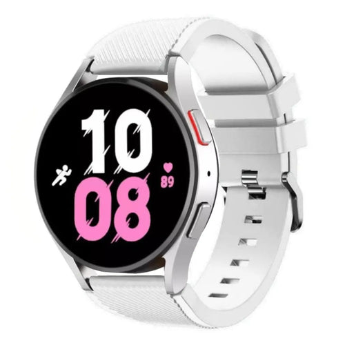 Twill Silicone Strap, white, on a watch, 3/4 front view