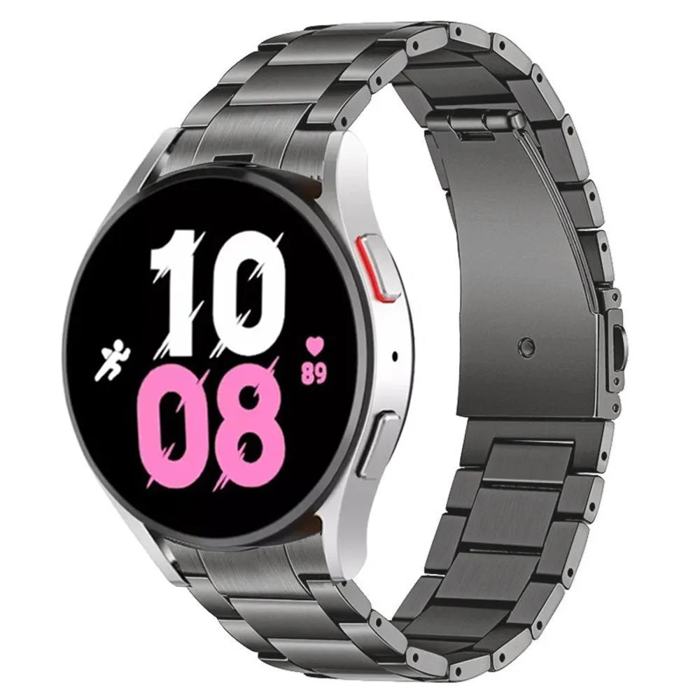 Titanium Strap, graphite, on a watch, 3/4 front view