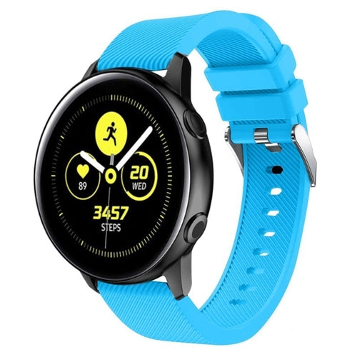 Twill Silicone Strap, light blue, on a watch, 3/4 front view