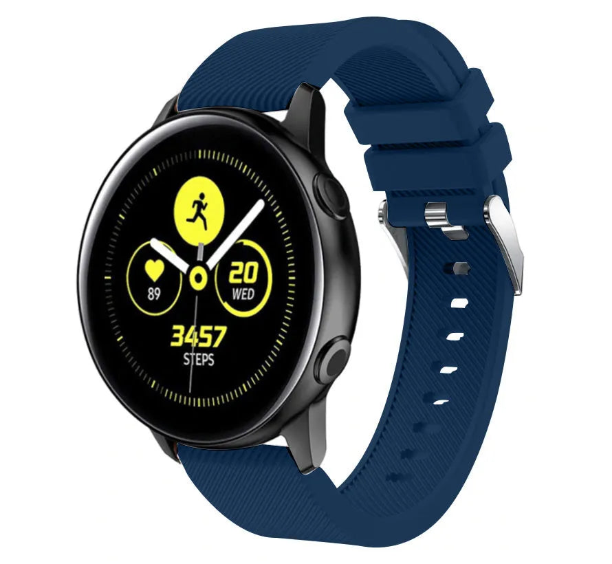 Twill Silicone Strap, dark blue, on a watch, 3/4 front view