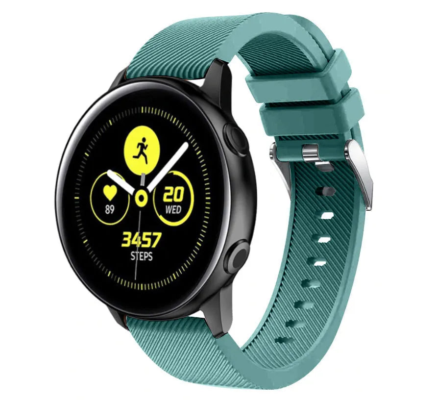 Twill Silicone Strap, viridian, on a watch, 3/4 front view