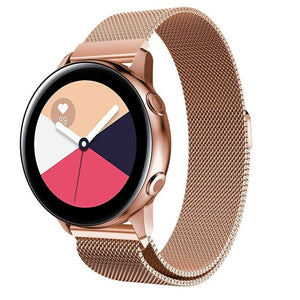 Milanese Strap, rose gold, on a watch, 3/4 front view