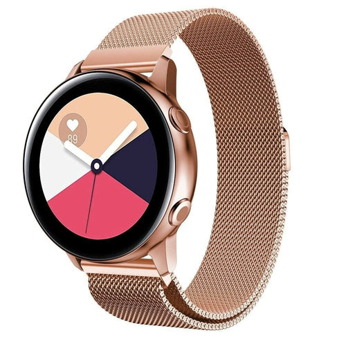 Milanese Strap, rose gold, on a watch, 3/4 front view