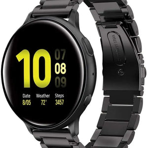 Steel Strap, black, on a watch, 3/4 front view