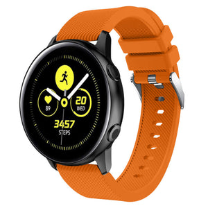 Twill Silicone Strap, orange, on a watch, 3/4 front view