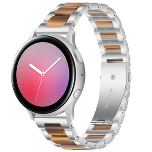 Steel Resin Strap, silver/brown, on a watch, 3/4 front view