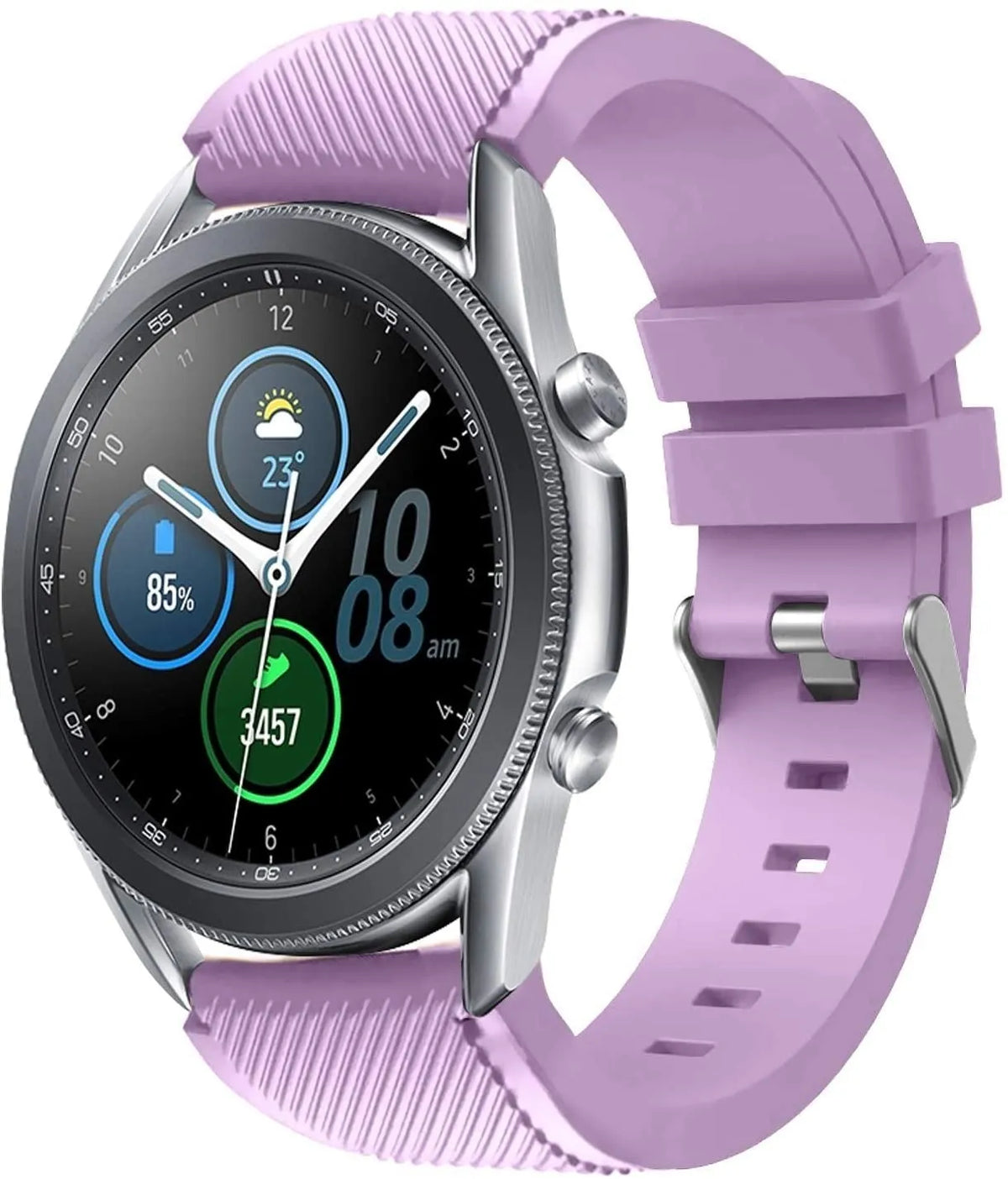 Twill Silicone Strap, on a watch, 3/4 front view