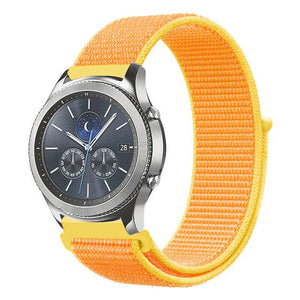 Nylon Strap, light yellow, on a watch, 3/4 front view