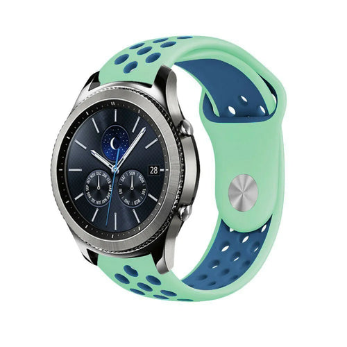 Silicone Sport Strap, aqua/blue, on a watch, 3/4 front view