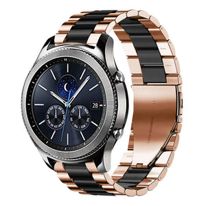 Steel Strap, rose gold/black, on a watch, 3/4 front view