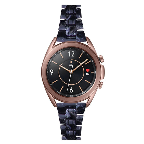 Metal Resin Strap, black/white, on a watch, 3/4 front view