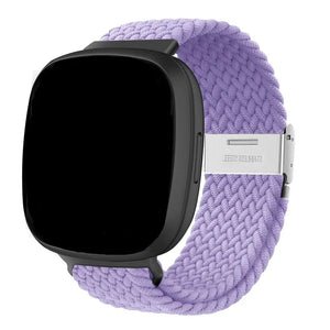 Nylon Adjustable Braided Strap, lilac, on a watch, 3/4 front view