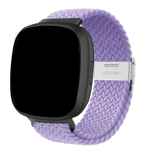 Nylon Adjustable Braided Strap, lilac, on a watch, 3/4 front view