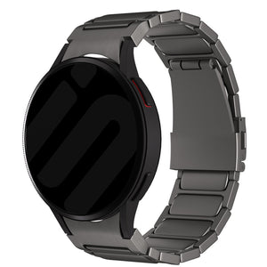 Titanium Strap 'One Push', graphite, on a watch, 3/4 front view