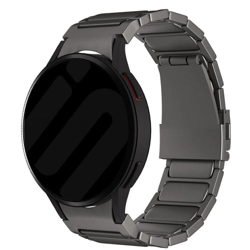 Titanium Strap 'One Push', graphite, on a watch, 3/4 front view