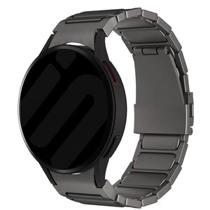 Titanium Strap 'One Push', graphite, on a watch, 3/4 front view