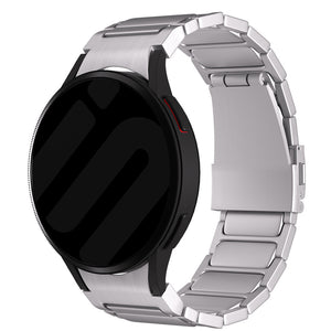 Titanium Strap 'One Push', silver, on a watch, 3/4 front view