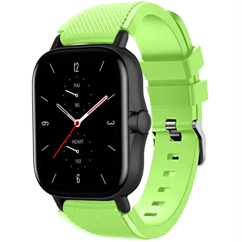 Twill Silicone Strap, light green, on a watch, 3/4 front view