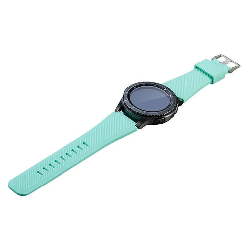 Twill Silicone Strap, aqua, on a watch, 3/4 front view