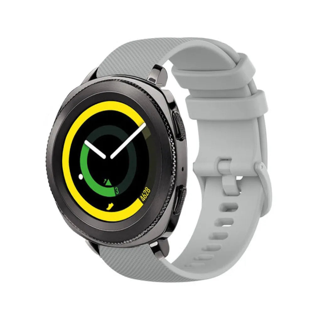 Premium Silicone Strap, grey, on a watch, 3/4 front view
