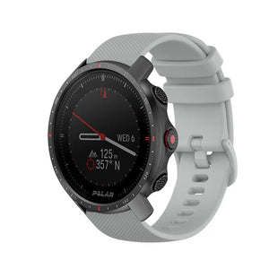 Premium Silicone Strap, grey, on a watch, 3/4 front view