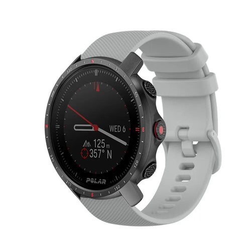Premium Silicone Strap, grey, on a watch, 3/4 front view