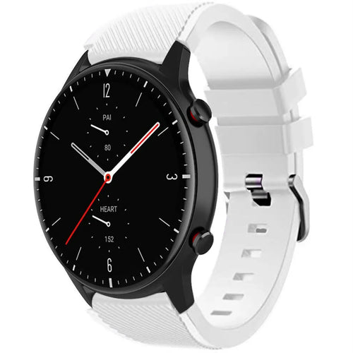 Twill Silicone Strap, white, on a watch, 3/4 front view