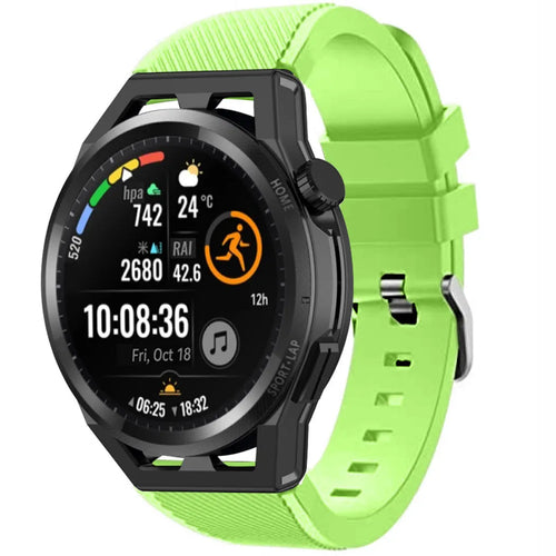 Twill Silicone Strap, light green, on a watch, 3/4 front view