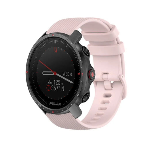 Premium Silicone Strap, pink, on a watch, 3/4 front view